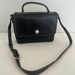 Frances Valentine Black Crossbody Bag with Gold Details